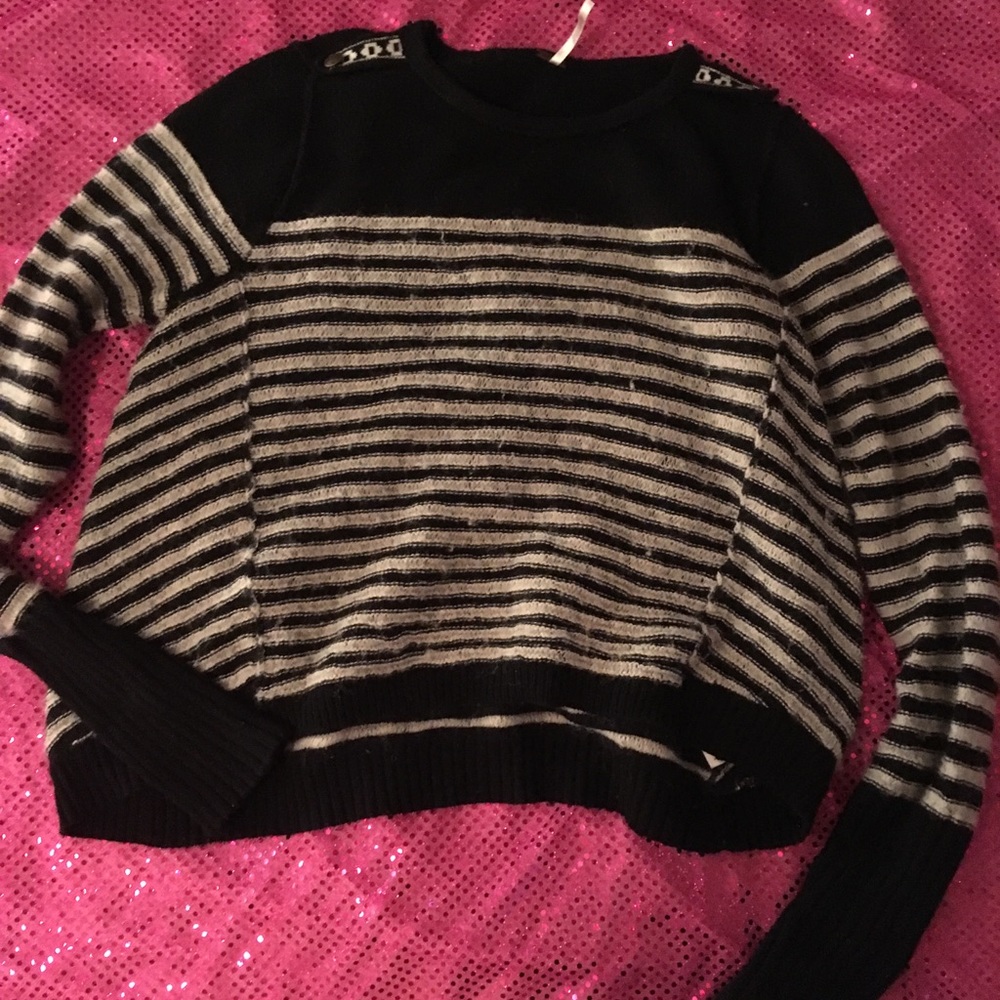 Free People military style striped sweater